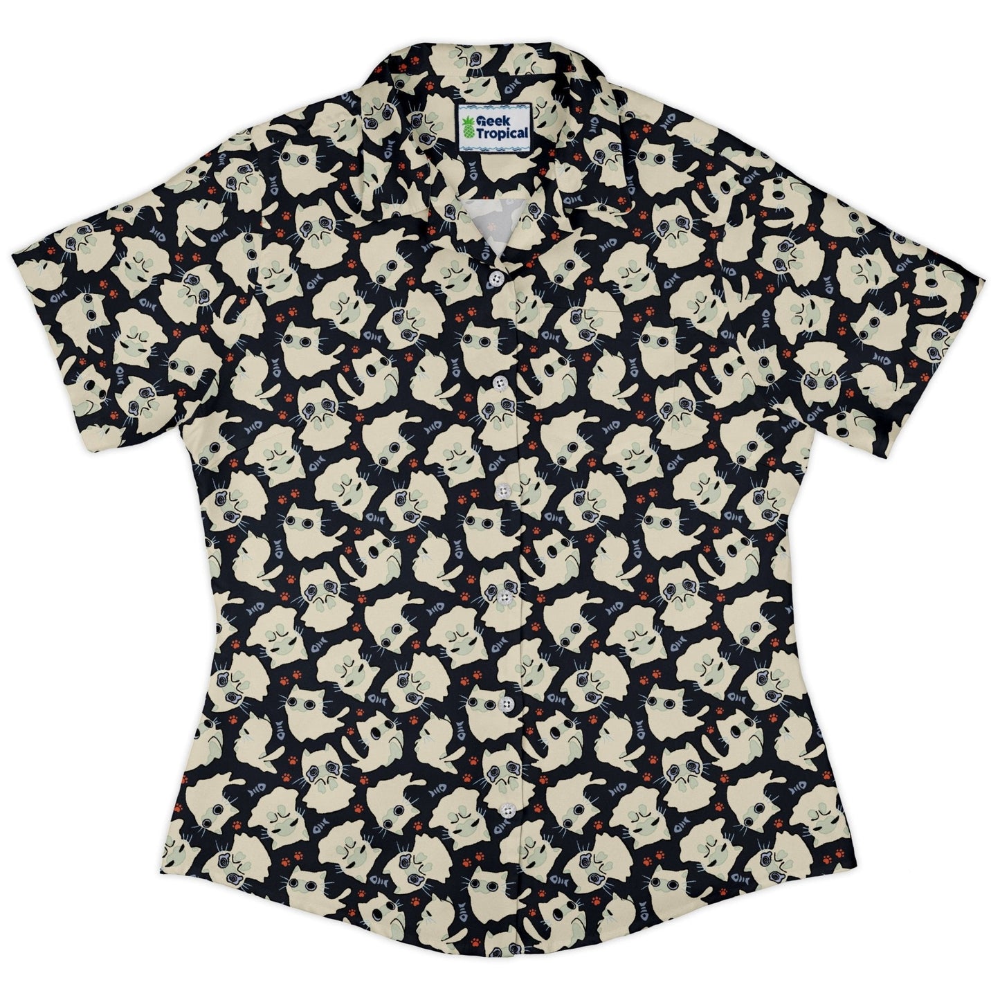 Ghost Cats Curvy Button Up Shirt