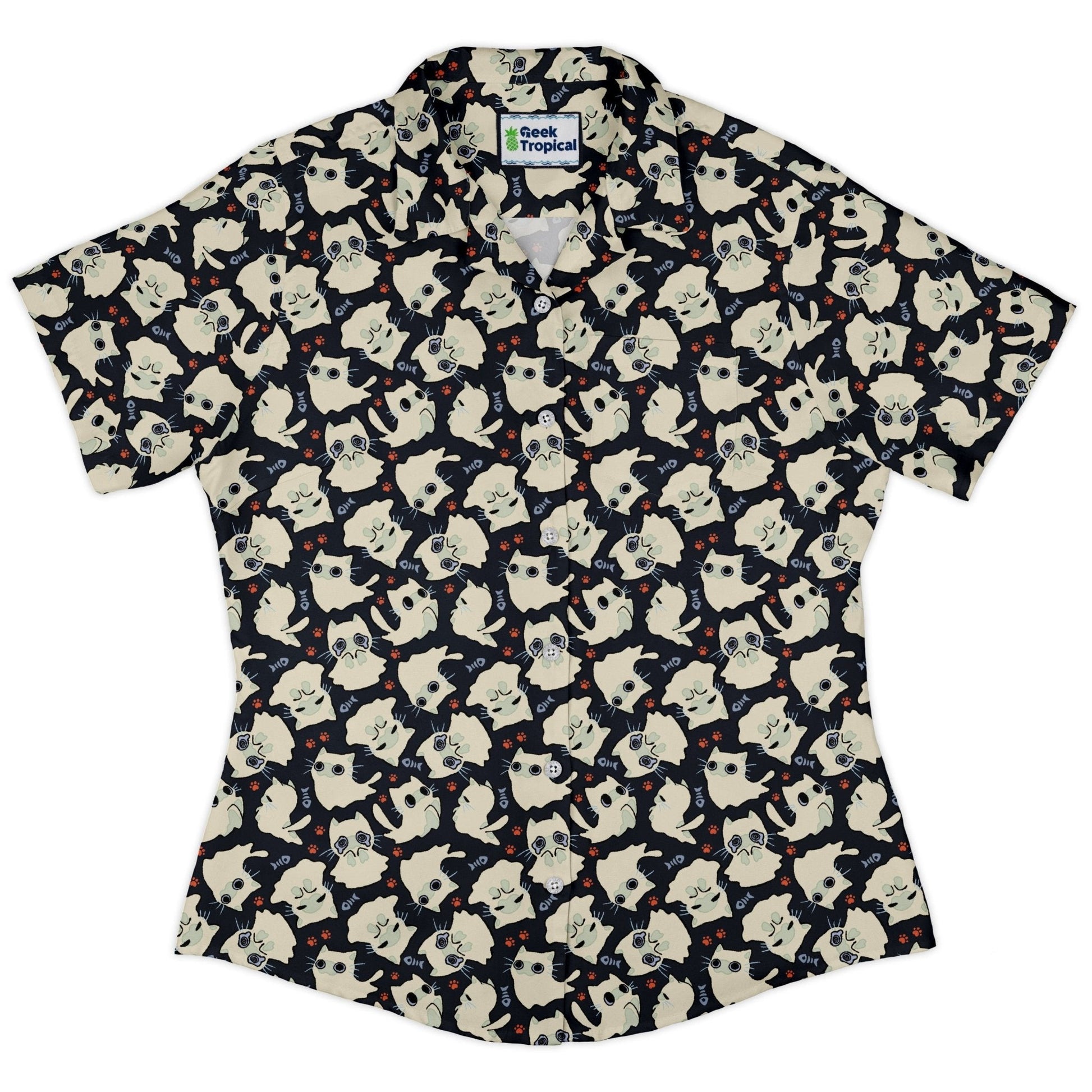 Ghost Cats Curvy Button Up Shirt