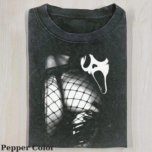 Ghost Face Vintage Tee, Ghost T-Shirt, Meme Cringe Funny Dumb Shirts, Halloween T-shirt, Unisex Movie Shirt, Casual Cotton Tee, Halloween Horror Fan Shirt Menswear Womenswear Streetwear