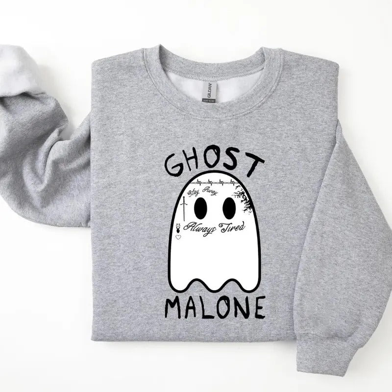 Ghost Malone Halloween Cute Boo Ghost Sweatshirt, Posty Halloween Unisex Tee Hoodie | InkThreadWorks.com