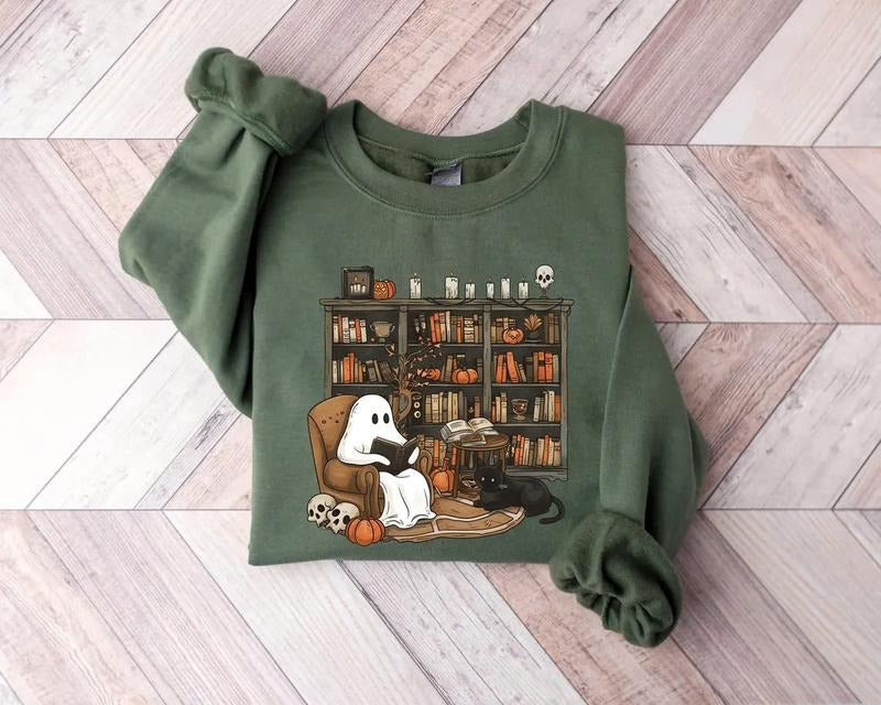 Ghost Reading Books Sweatshirt, Acotar Ghost Sweatshirt, Acotar Sweatshirt,Bookish Ghost Sweatshirt,Ghost...