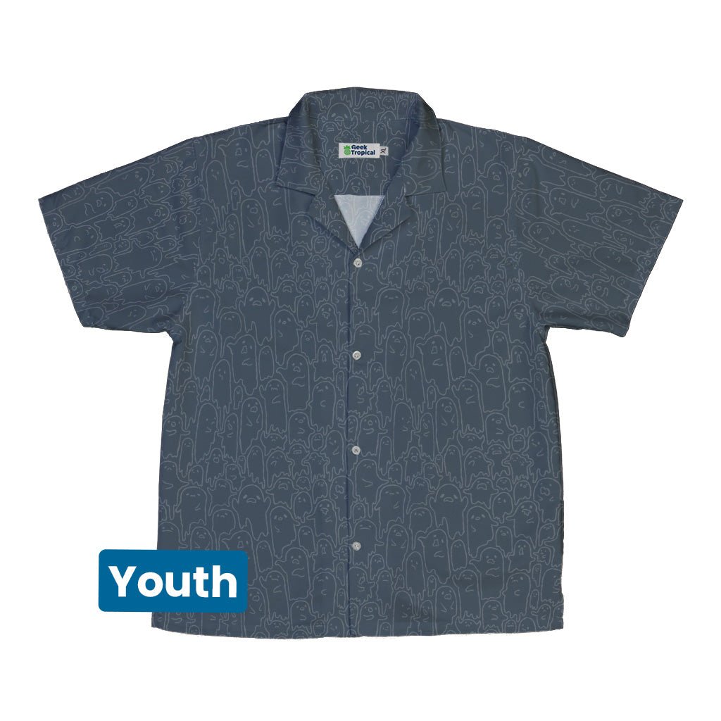 Ghost Wall Charcoal Blue Youth Hawaiian Shirt