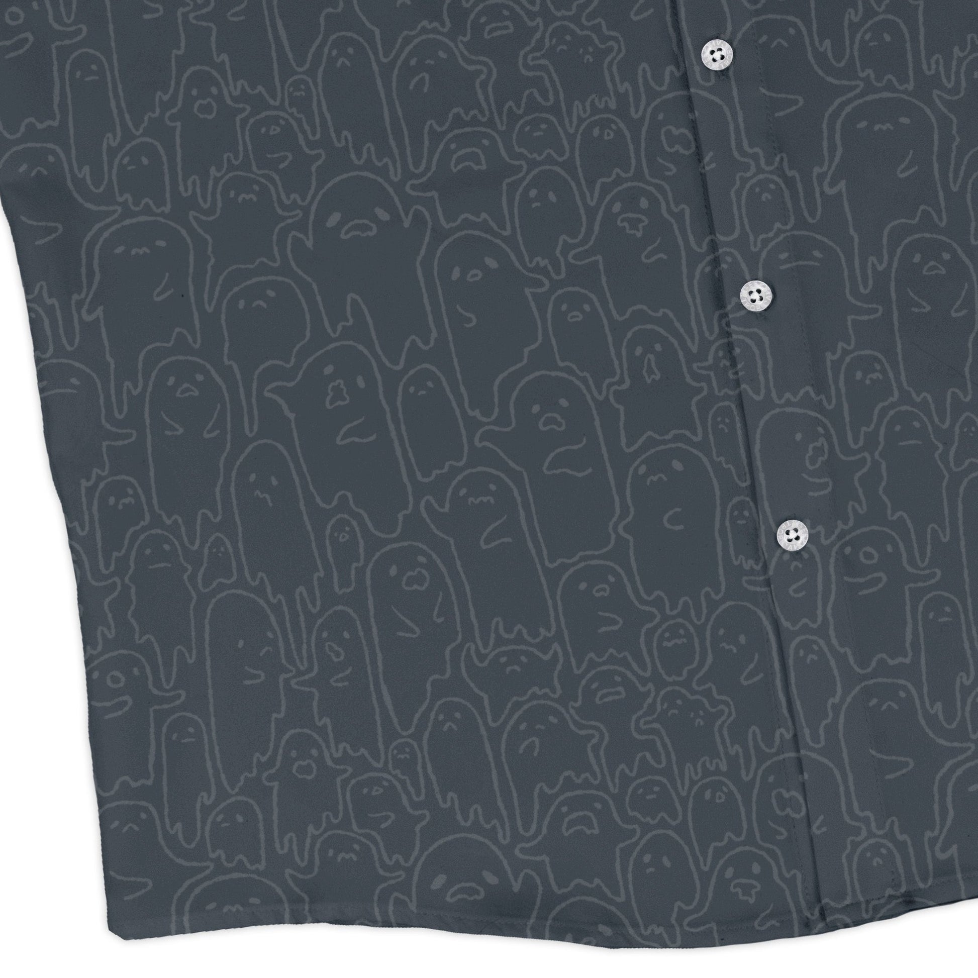 Ghost Wall Charcoal Blue Long Sleeve Button Up Shirt
