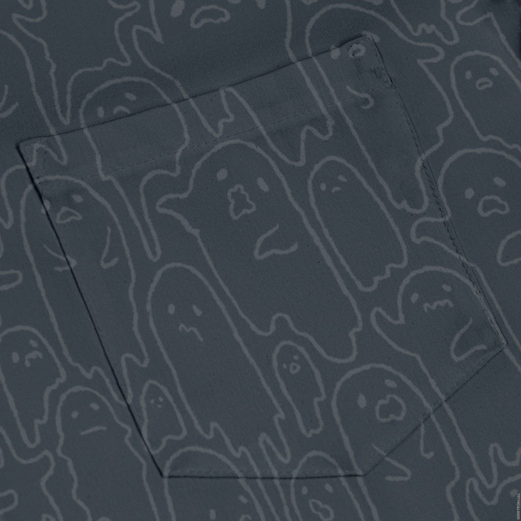 Ghost Wall Charcoal Blue Long Sleeve Button Up Shirt