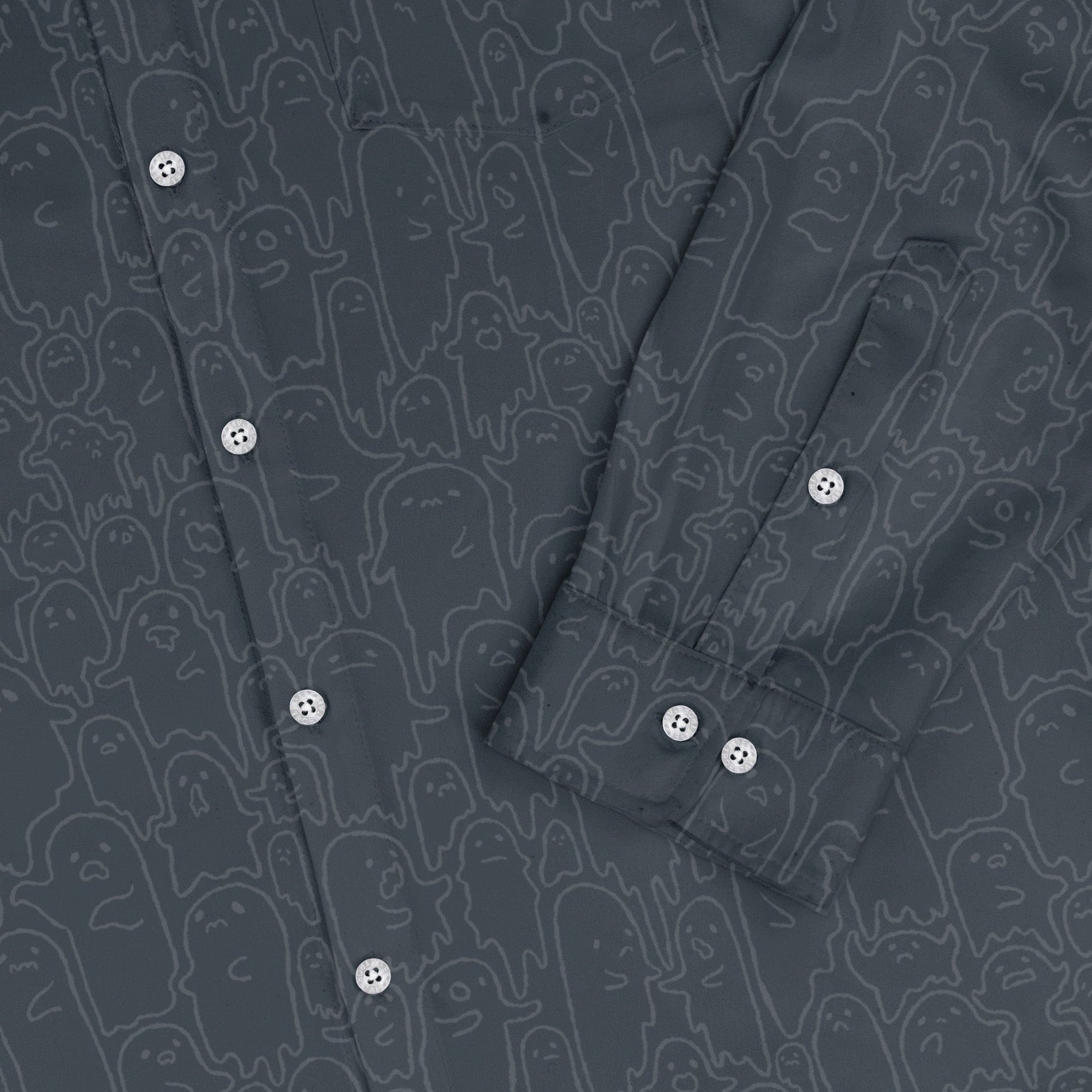 Ghost Wall Charcoal Blue Long Sleeve Button Up Shirt