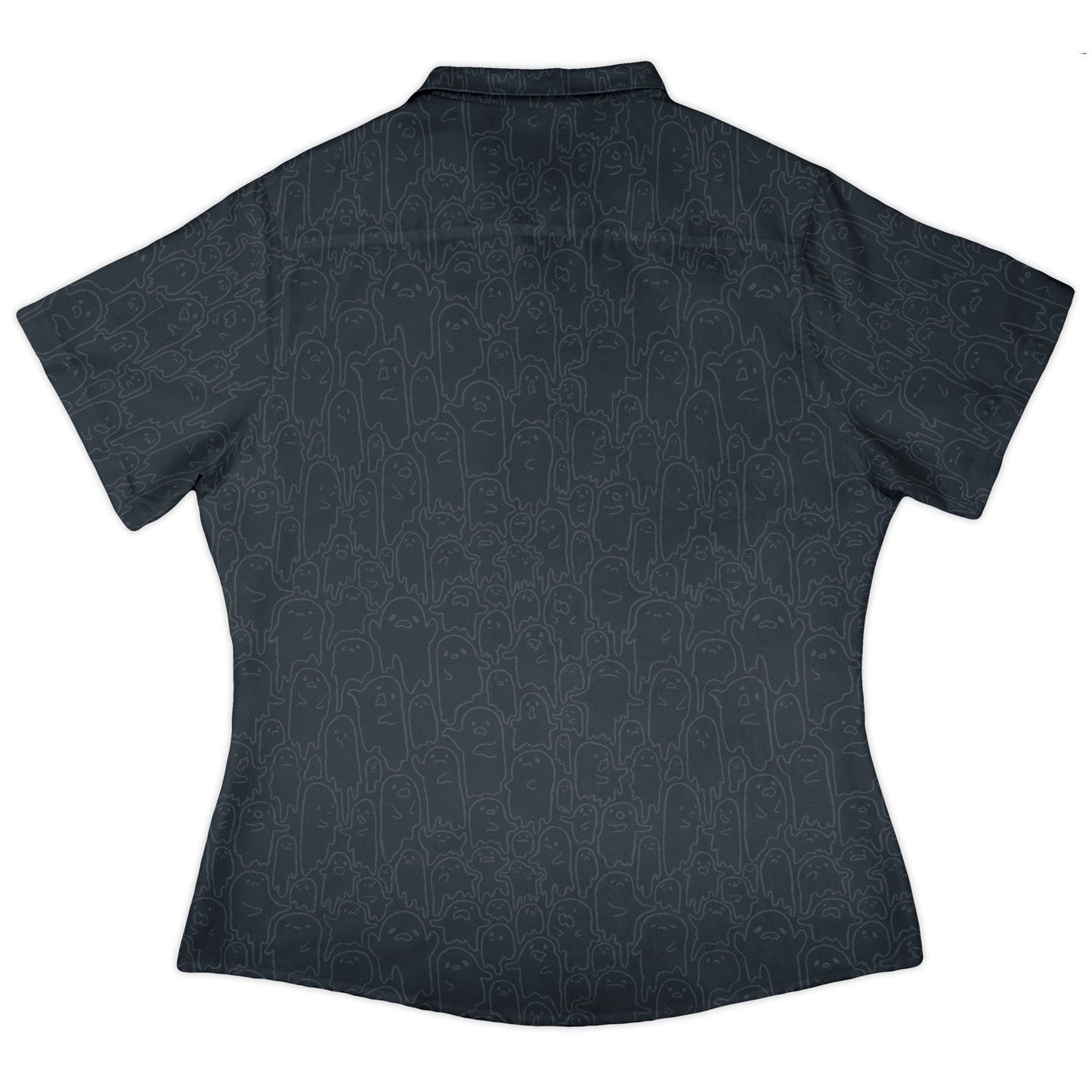 Ghost Wall Charcoal Blue Curvy Button Up Shirt