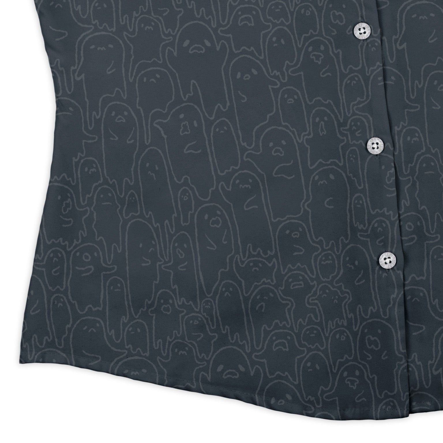 Ghost Wall Charcoal Blue Curvy Button Up Shirt