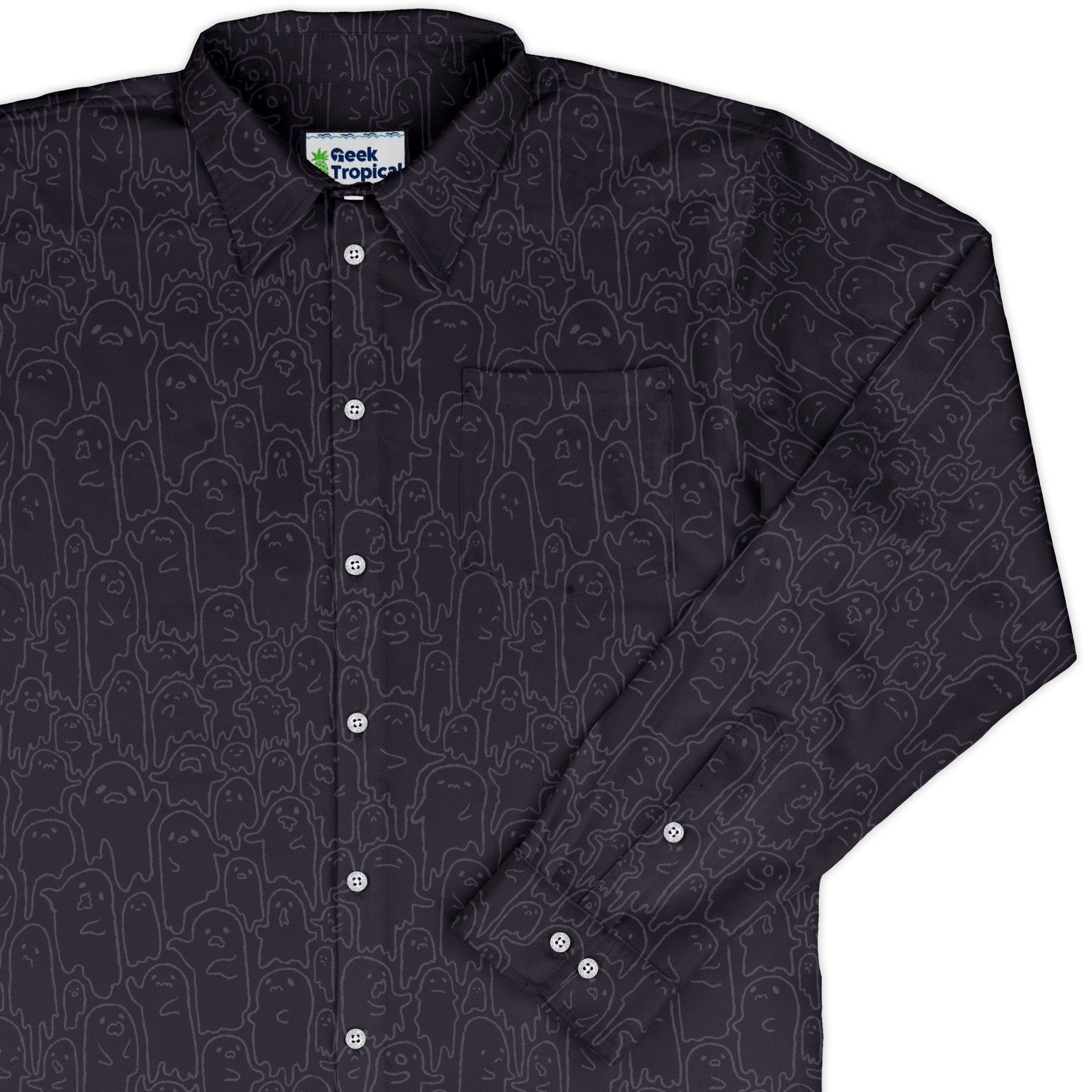 Ghost Wall Purple Long Sleeve Button Up Shirt