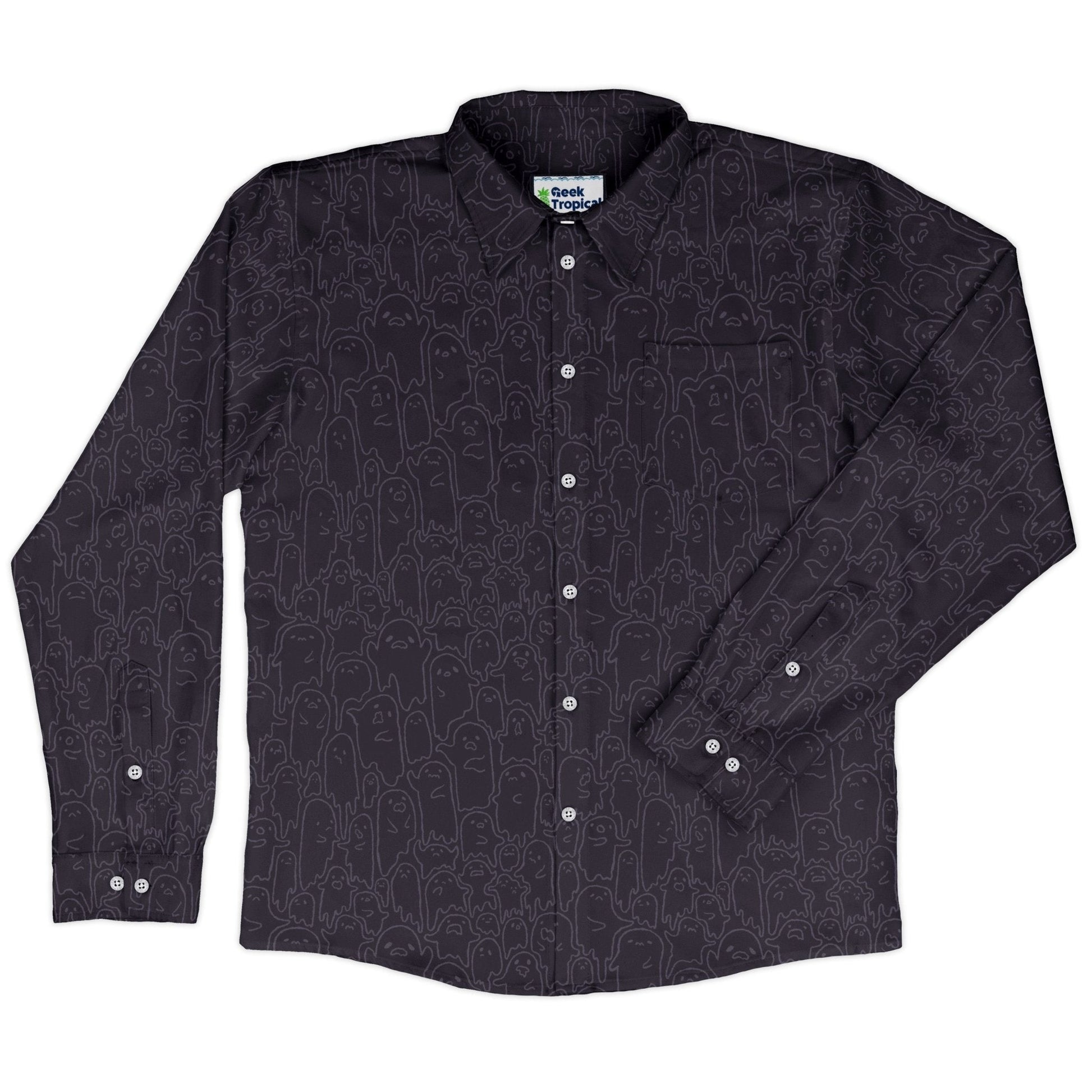 Ghost Wall Purple Long Sleeve Button Up Shirt