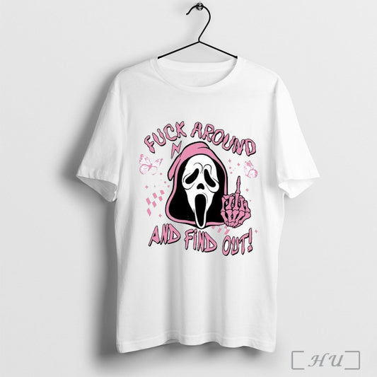 Ghostface Fuck Around And Find Out Horror Pink Halloween T Shirt