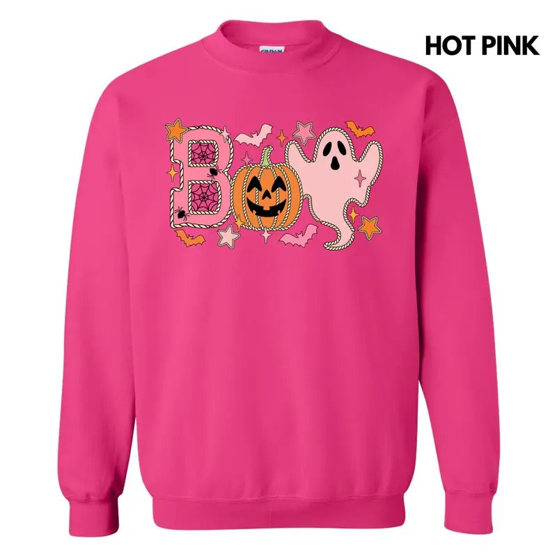 Ghostly Pink BOO Sweatshirt 'NLB' T-Shirts, Hoodie | InkThreadWorks.com
