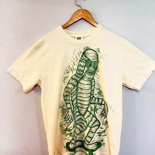 Giant  Creature Hand printed  Woodcut T Shirt Menswear Cotton Top Streetwear Casual Hoodie, Sweatshirt | InkThreadWorks.com