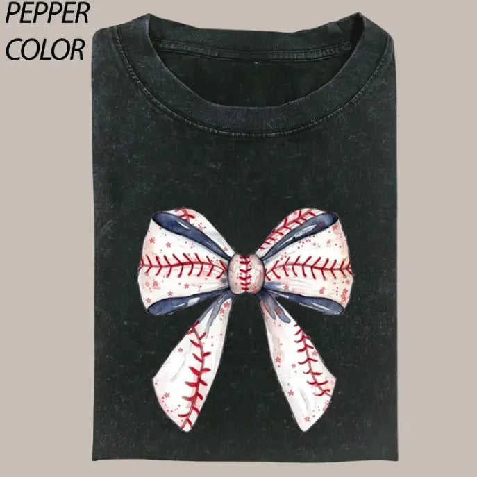 Giant Baseball Ribbon Vintage Graphic Shirt,  Sports Game Day TShirt, Sports Team Mom Family Tee Womenswear Top