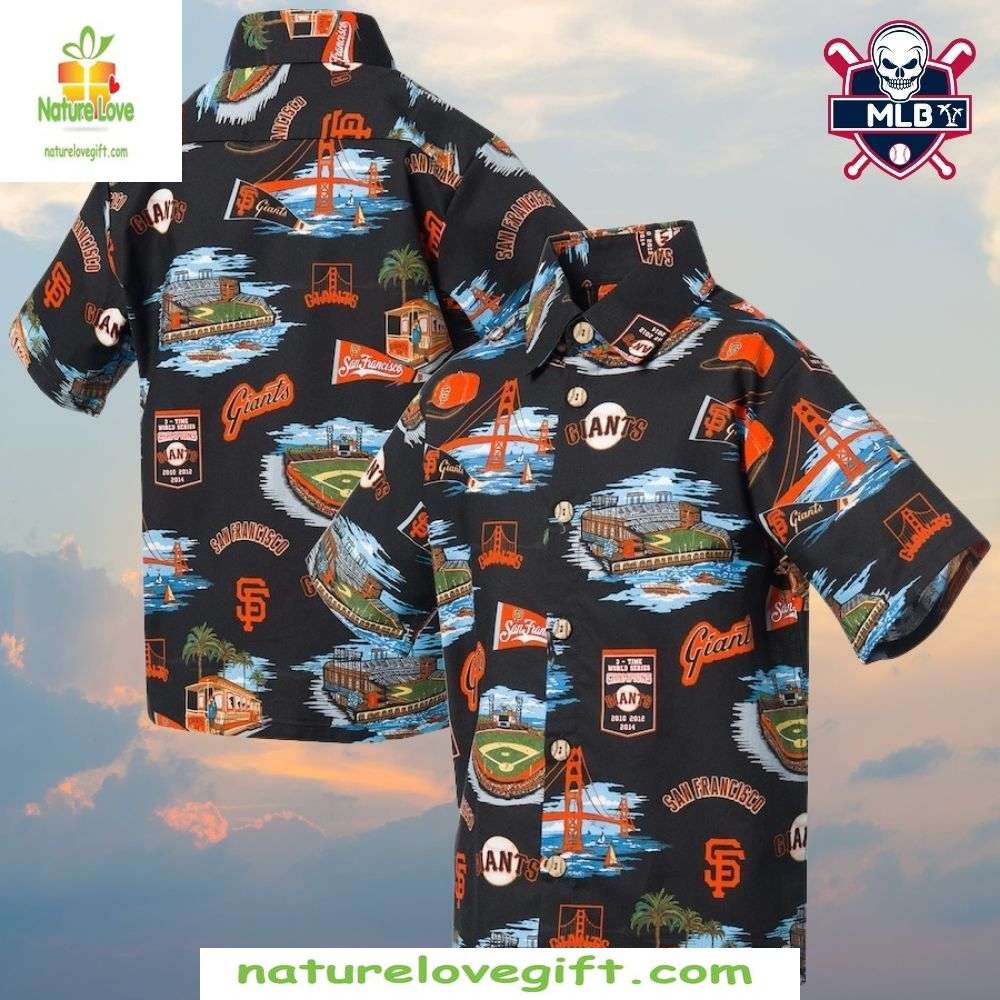 MLB Hawaiian Shirt Giants Bay Harbor Orange Sunset Baseball Apparel