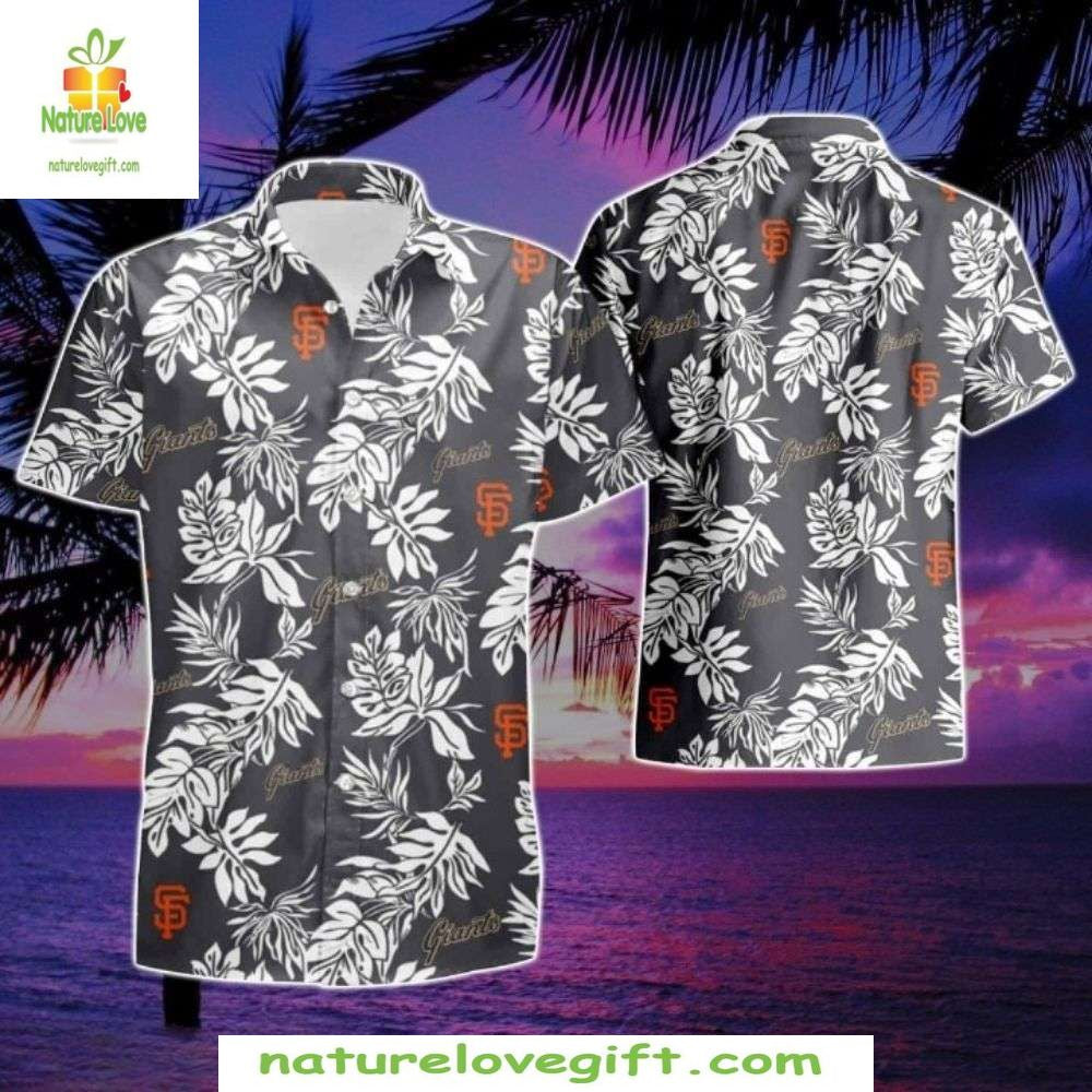 MLB Hawaiian Shirt Giants Midnight Floral Monochrome Baseball Apparel