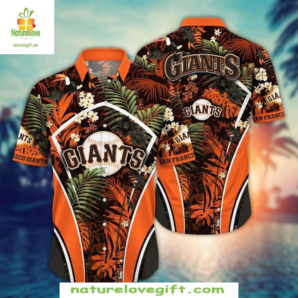 MLB Giants Hawaiian Shirt Night Game Floral Baseball Apparel Tropic Midnight