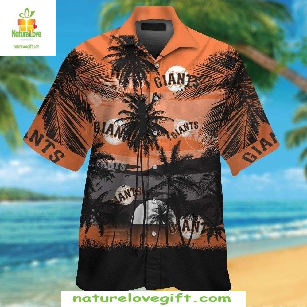 San Francisco Giants Hawaiian Shirt Orange Sunset MLB Baseball Apparel