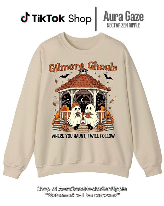 Gilmore Ghouls Unisex Sweatshirt, Full Size - Full Colors Halloween Gift Ideas, Spooky Autumn Pumpkin Graphic Tee, Funny Gilmore Girls Inspired Top