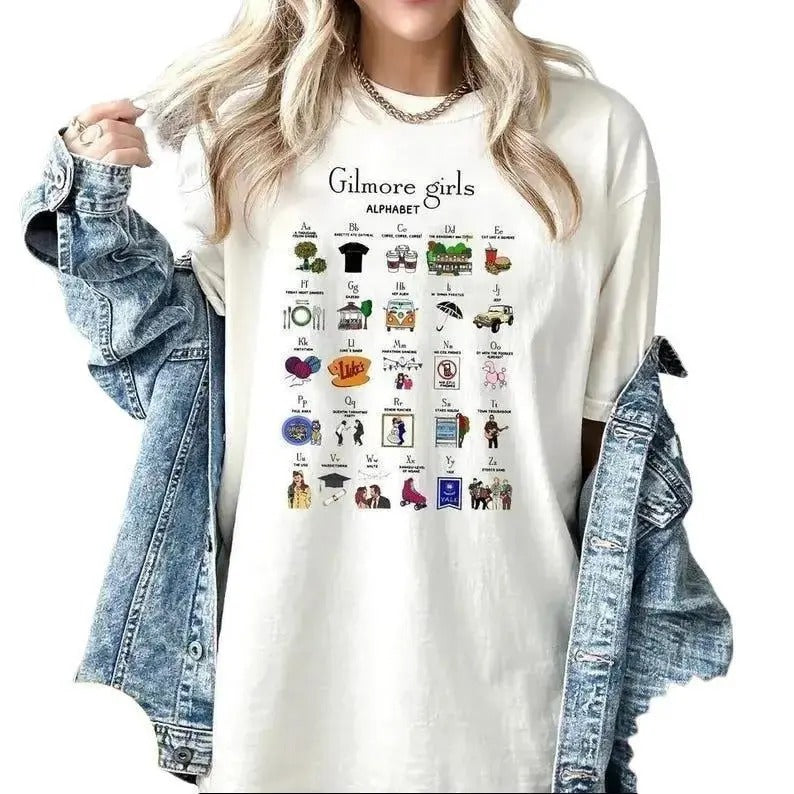 Gilmore Girls Alphabet Stars Hollows Shirt, Retro Stars Hollow Tee, 90s Series Shirt, Book Lover Gift, Tv Show Fans Gift,...