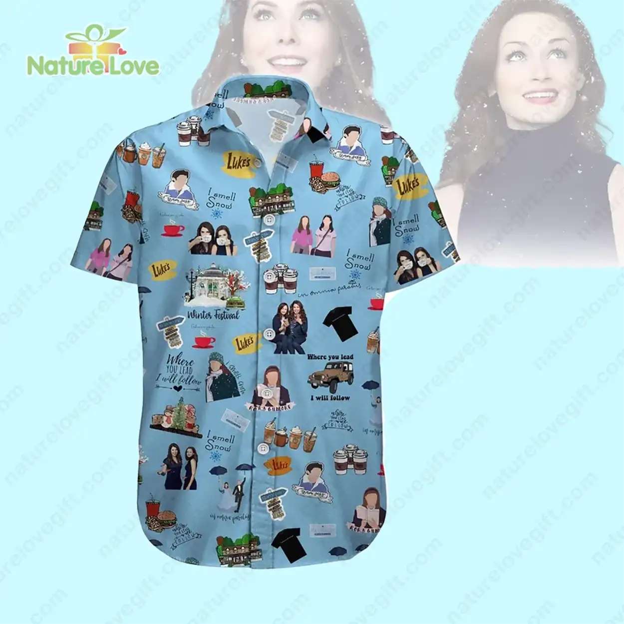 Gilmore Girls Hawaiian Shirt Stars Hollow Luke’s Coffee Retro Button-Up Shirt
