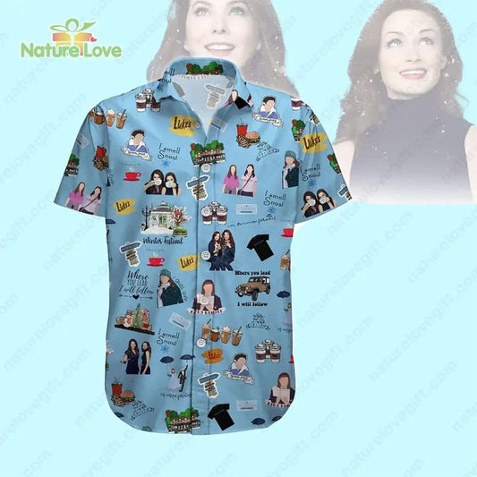 Gilmore Girls Hawaiian Shirt Stars Hollow Luke’s Coffee Retro Button-Up Shirt