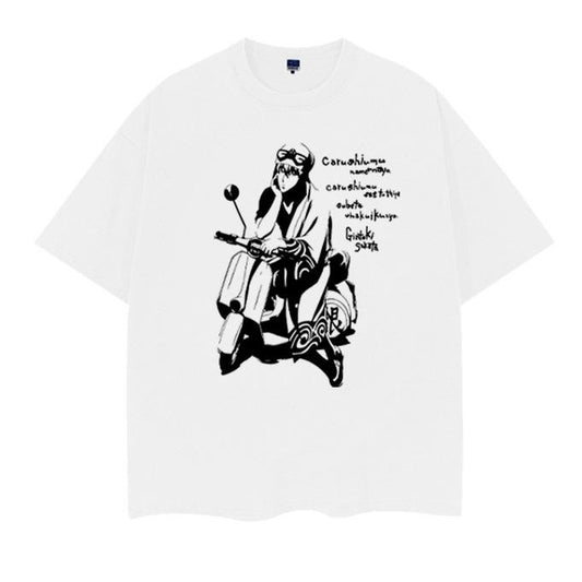 Gintama "Sakata Gintoki" Vintage Oversized Tee Anime T-shirt 100% Cotton Original Design Men's Top Streetwear Casual Menswear Tshirt
