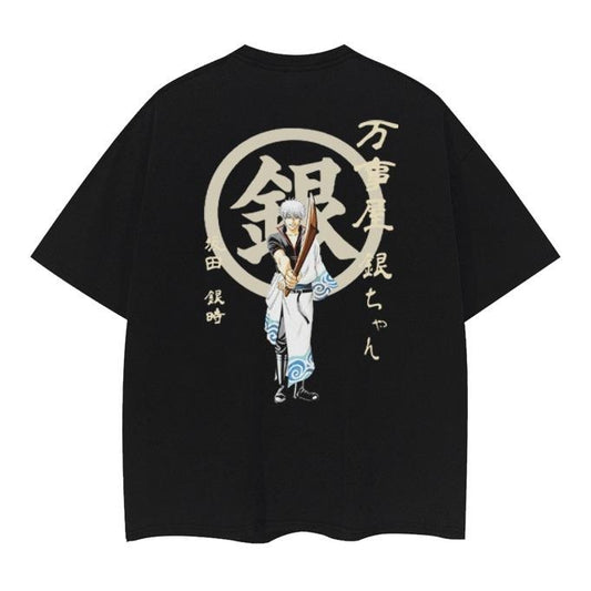 Gintama "Yorozuya Gintoki" Vintage Oversized Tee Anime T-shirt 100% Cotton Original Design Men's Top Streetwear Casual Menswear Tshirt