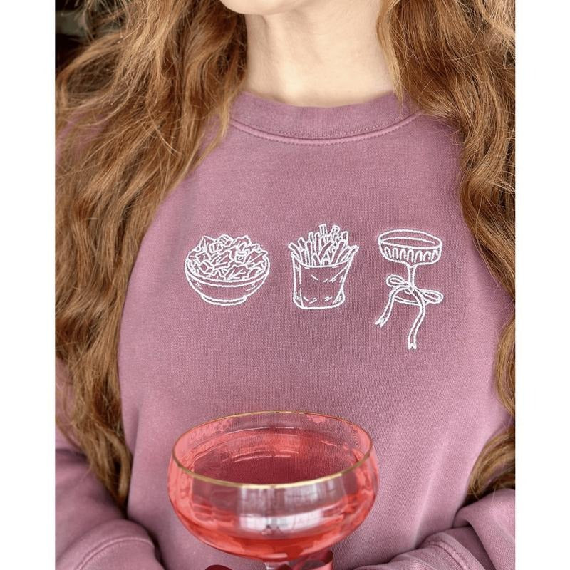 'Girl Dinner' Embroidered Cozy Crew