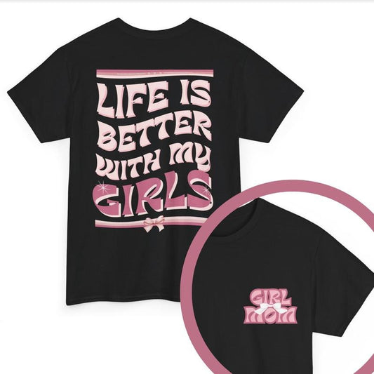 Girl Mom Oversized Tee, Two Sided with 3 Color Options, Girl Mama Graphic Tees, Pink Bow Shirt, Cute Mom Clothes for Summer mama graphictees