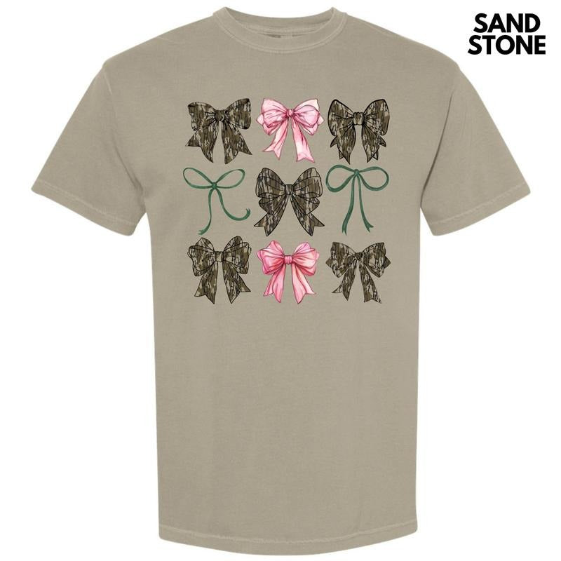Girly Camo Bow Collage Comfort Colors T-Shirt 'NLB' Hoodie, Sweatshirt | InkThreadWorks.com