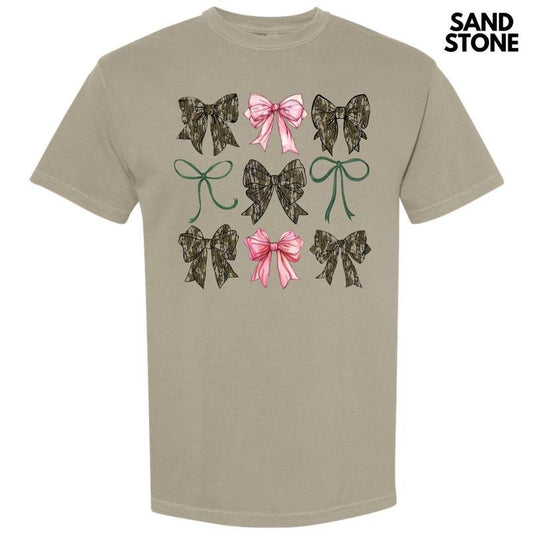 Girly Camo Bow Collage Comfort Colors T-Shirt 'NLB' Hoodie, Sweatshirt | InkThreadWorks.com