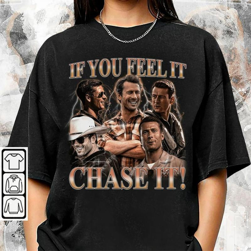 Glen Powell Cowboy Shirt, If You Feel It Chase Vintage, Bootleg Inpired 90s Movie Trending Unisex Shirt, Vintage Graphic...