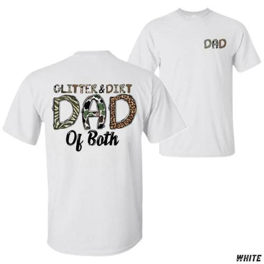 Glitter & Dirt Dad T-Shirt - Camo Leopard Print Graphic - Unisex Relaxed Fit - Ideal Father's Day Gift - Casual Streetwear Vacation Outfit, Everyday Wear, Trendy Clothing, Casual Wear