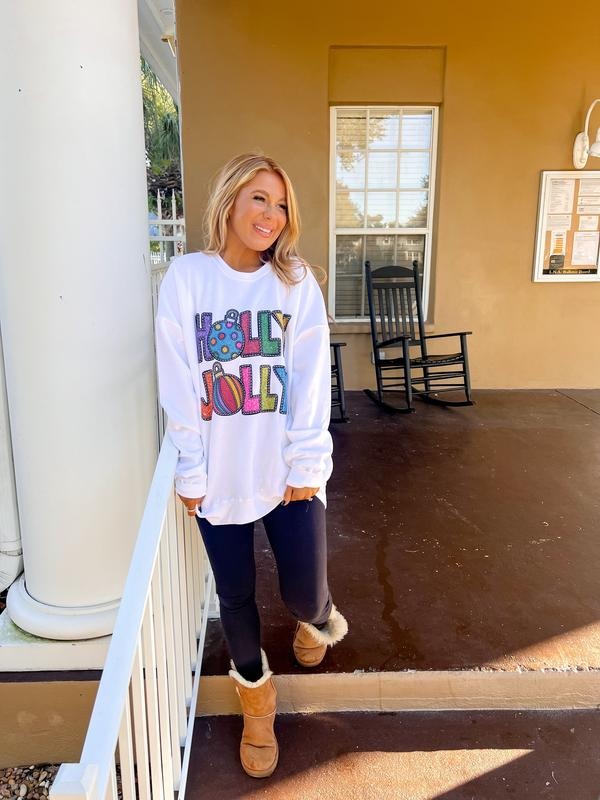 Glitter Holly Jolly Graphic Top