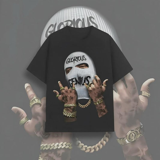Gloriouss Genius Casual Graphic T-Shirt Y2K Clothing Graphic Tee Cotton Top Streetwear