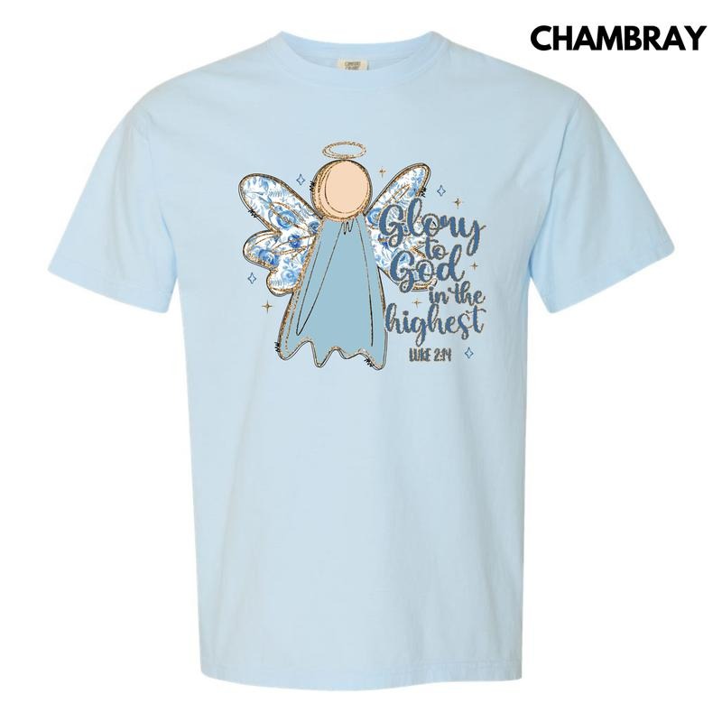 Glory Blue Floral Angel Comfort Colors T-Shirt 'NLB Hoodie, Sweatshirt | InkThreadWorks.com