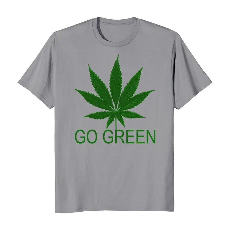 Go Green Marijuana Cannabis Weed 420 Men's T-Shirt Casual Crewneck Hoodie, Sweatshirt | InkThreadWorks.com