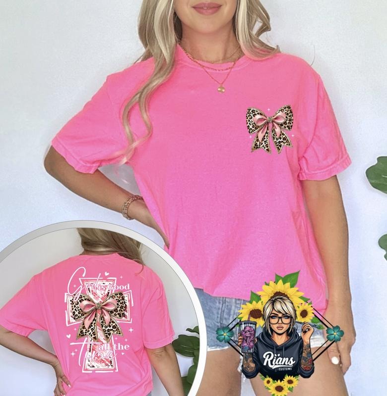 God Is Good All The Time cute Bow Comfort Colors Tshirt Hoodie, Sweatshirt | InkThreadWorks.com