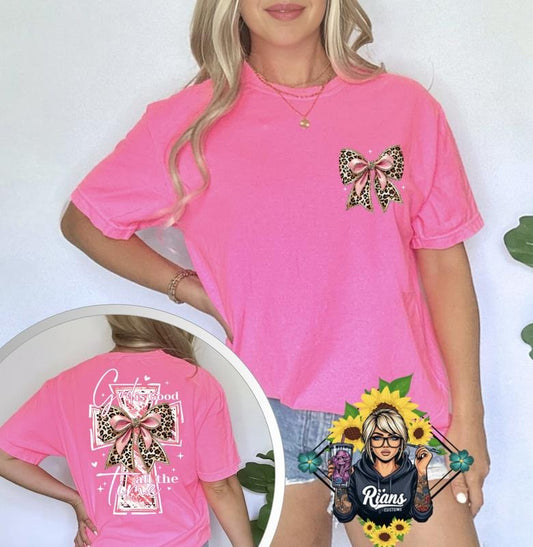God Is Good All The Time cute Bow Comfort Colors Tshirt Hoodie, Sweatshirt | InkThreadWorks.com