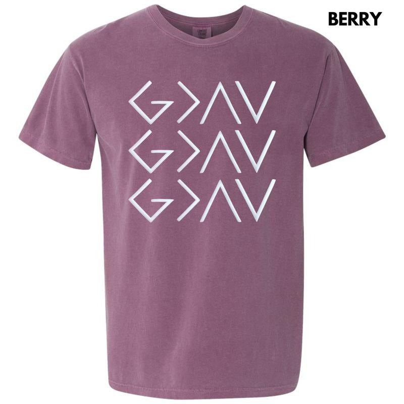 God Is Greater Symbols Puff Comfort Colors T-Shirt Hoodie, Sweatshirt | InkThreadWorks.com
