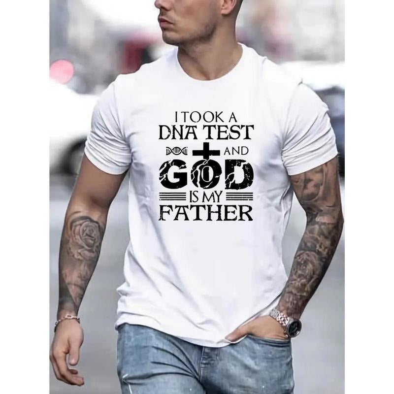God Is My Father Printed T-shirt, Men's T-shirt, Summer Casual Short Sleeve T-shirt, 1 pc, 100% cotton T-shirt Made in...