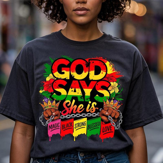 God Says She Is Juneteenth Vibes Shirt, Emancipation Day Tee, Juneteenth 1865 Afro Women Shirt, Black History Month Gift,...