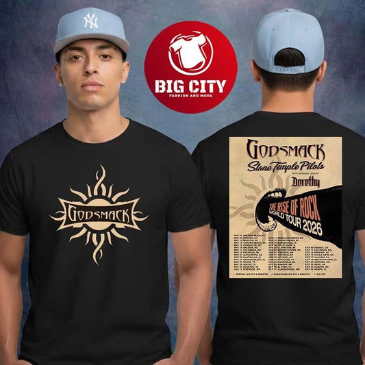 Godsmack The Rise Of Rock World Tour 2026 Schedule Two Sided Shirt