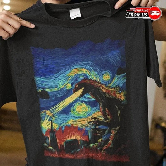 Godzilla Starry Night Shirt, Godzilla Hoo, Godzilla T-Shirt, Dinosaur Shirt Hoodie, Sweatshirt | InkThreadWorks.com