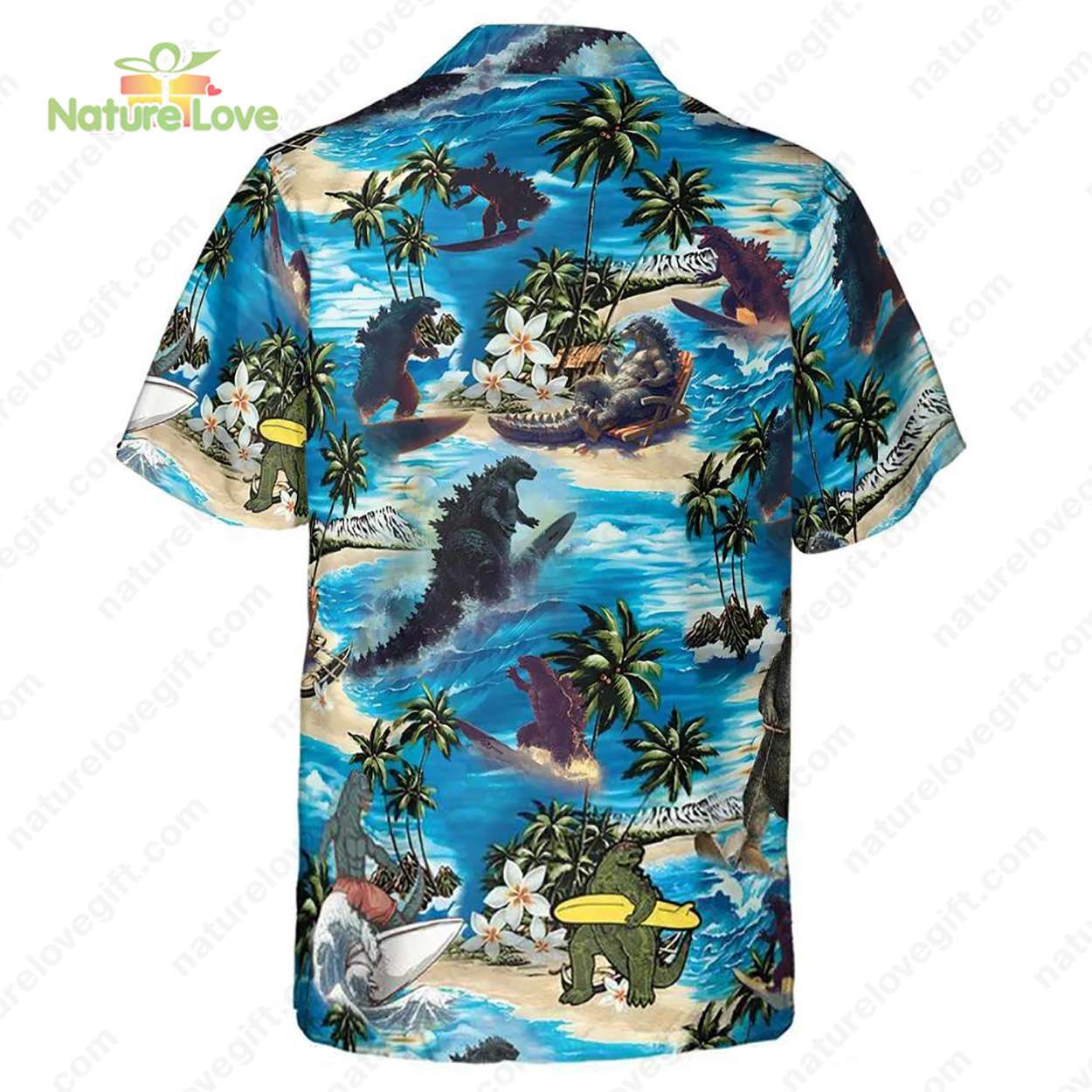 Godzilla The Cartoon​ Character Surfing Godzilla Hawaiian Shirt