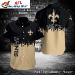 Gold Drip Fashion - Saints Black And Tan Hawaiian Shirt