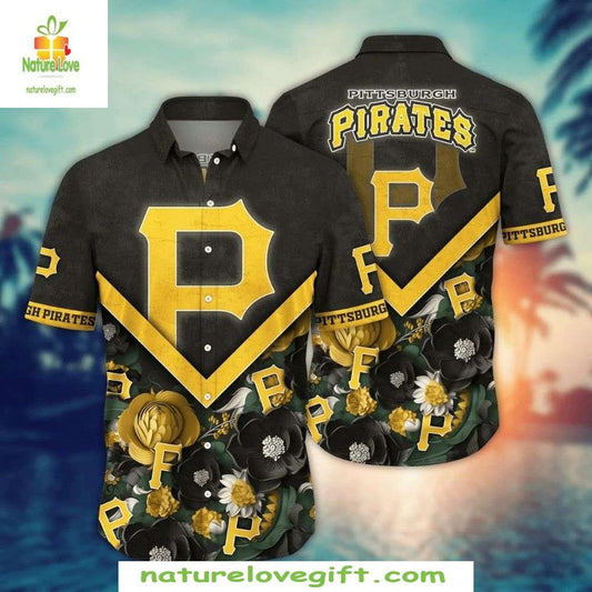 Pittsburgh Pirates Hawaiian Shirt Golden Bloom Stylish Baseball Apparel