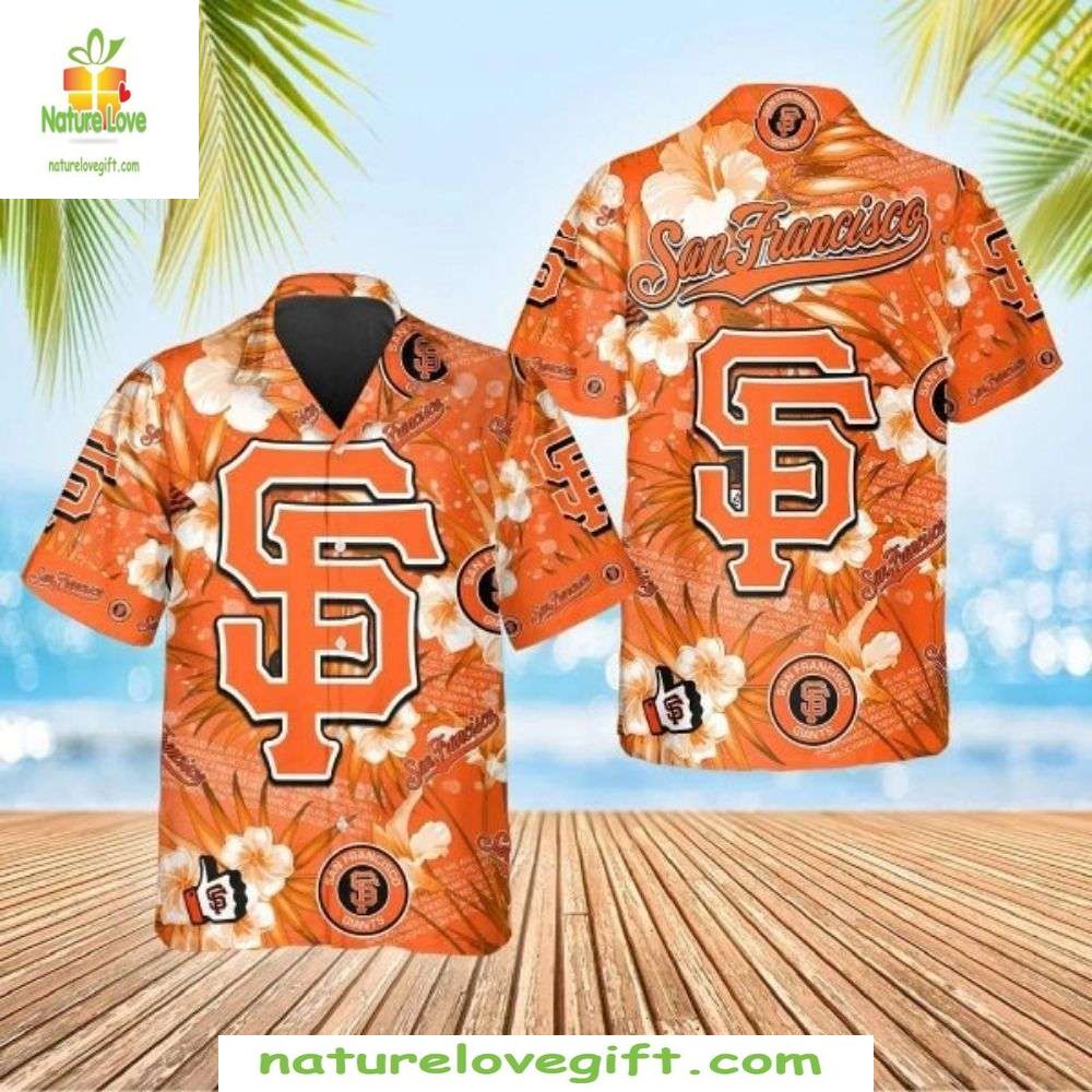 SF Giants Hawaiian Shirt Golden Gate Bloom Tropical Baseball Apparel