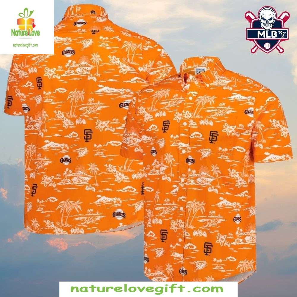 MLB Hawaiian Shirt Golden State Giants Orange Beachscape Baseball Apparel