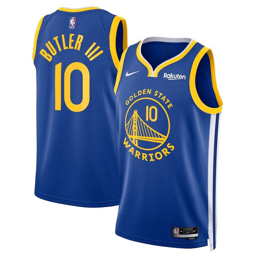 Golden State Warriors #10 Jimmy Butler III Royal Badged Swingman Jersey - Icon Edition Style 2